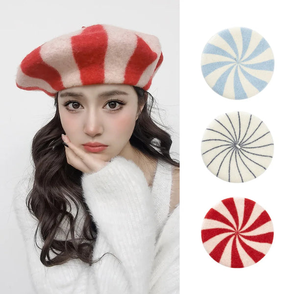 Wool Women's Candy Strip Beret