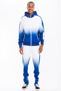 Blue White Full Zip Ombre Track Suit