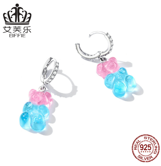 Sterling Silver s925 Resin Candy Bear Earrings