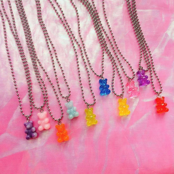 Handmade Stainless Steel Resin Candy Bear necklace