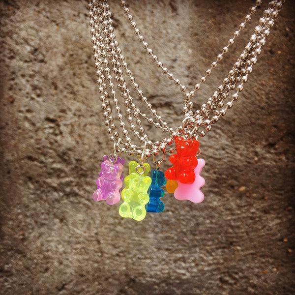 Handmade Stainless Steel Resin Candy Bear necklace