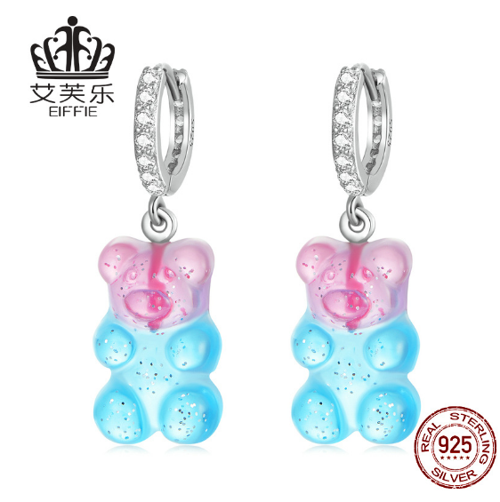 Sterling Silver s925 Resin Candy Bear Earrings