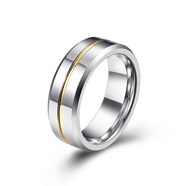 Tungsten Men's Ring with Blue Ribbon